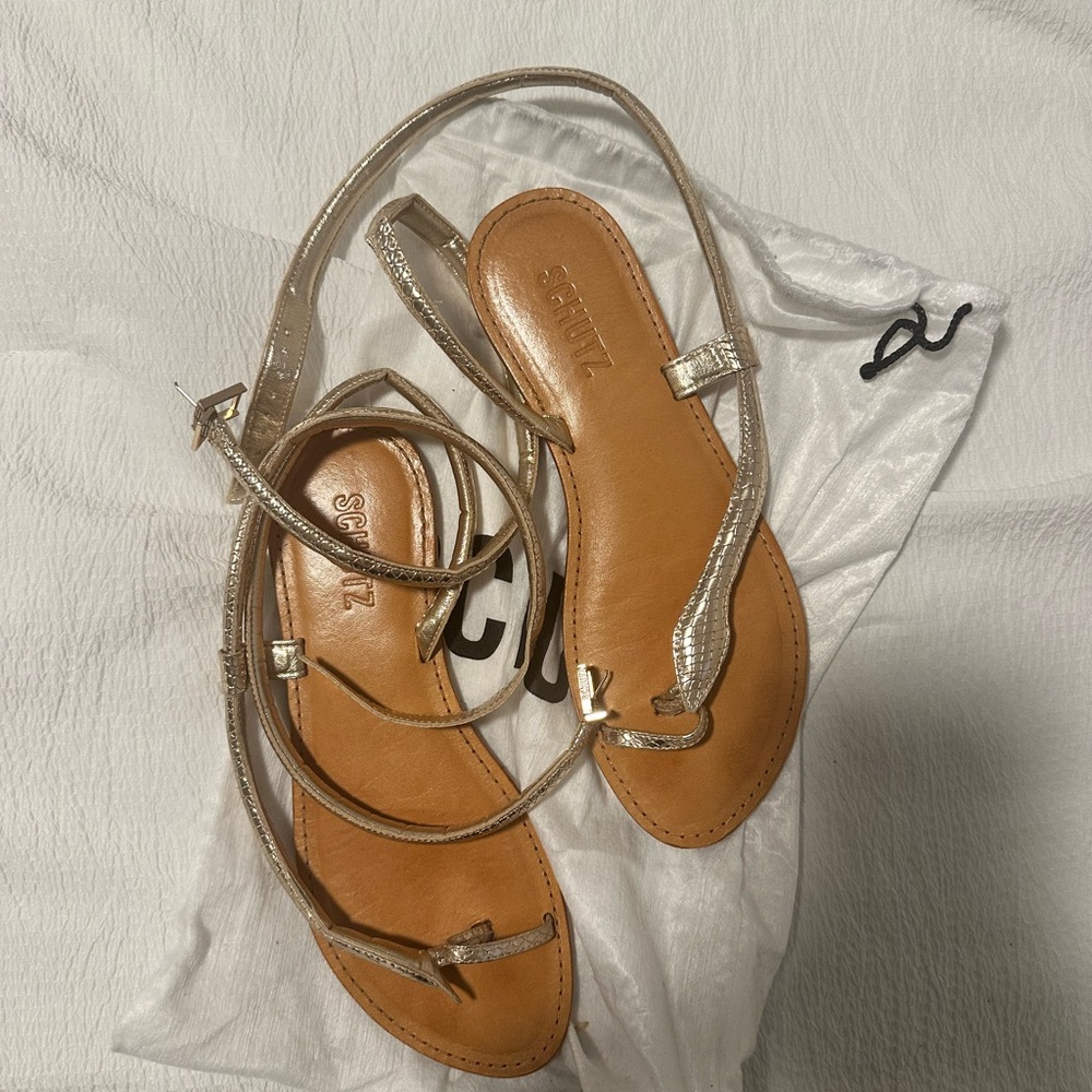 SCHUTZ Metallic Strappy Sandals